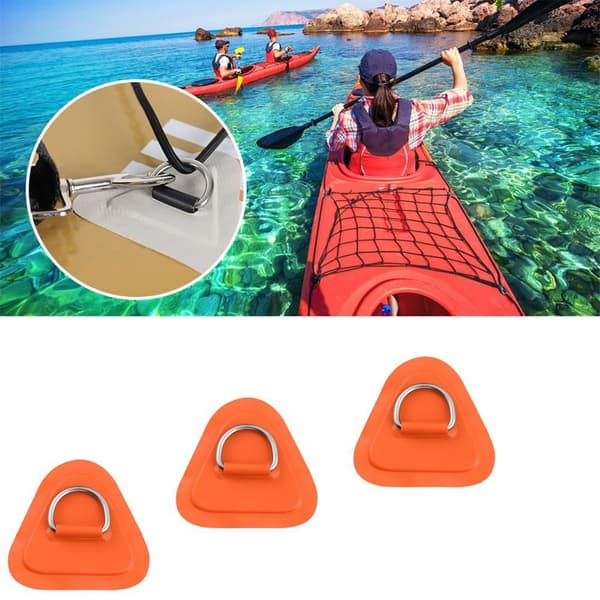 D-ring patch kit för kajak säkra fästen för kajak, uppblåsbara båtar, SUP och jollar med PVC-bakade lappar, rostfria D-ringar och 2.5 rep