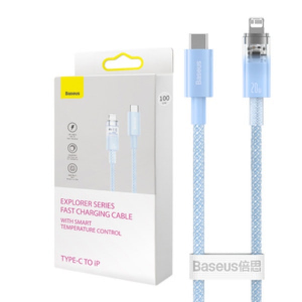 Snabbladdningskabel Baseus USB-C till Lightning Explorer Series 1m, 20W (blå)