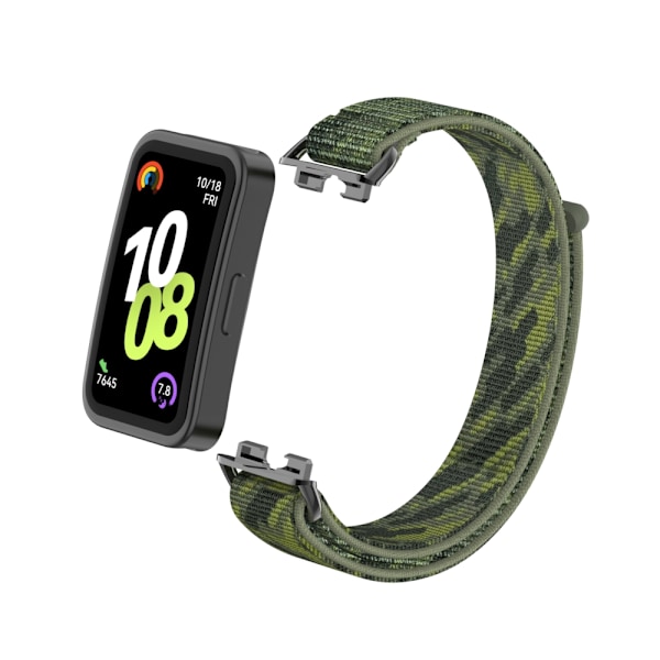 Snyggt nylonband för Huawei Band 10/9/8 med metalladaptrar Grön