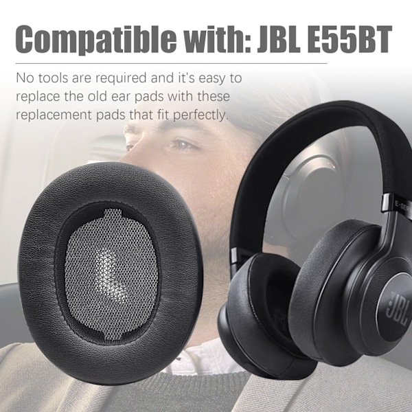 INF Öronkuddar för JBL E55BT 1 par Svart