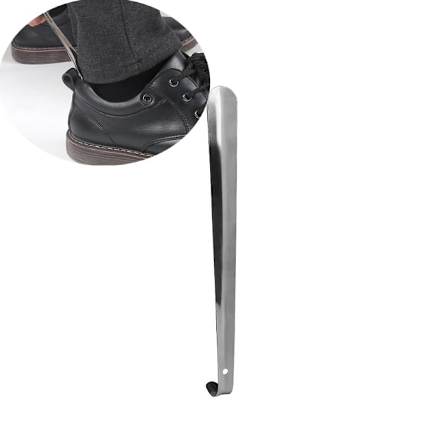 Pitkä metallinen kenkälusikka Hopea 30 cm