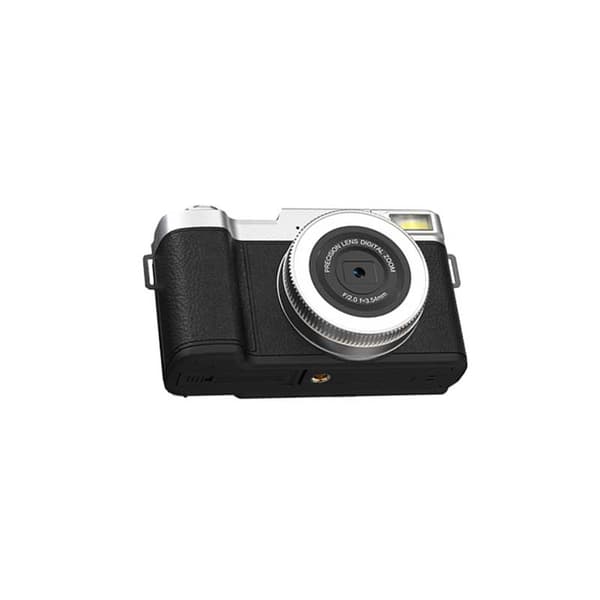 Sort 4K Digitalkamera med Flip-skærm, CCD-sensor og Elektronisk Billedstabilisering, Perfekt til Vlogging