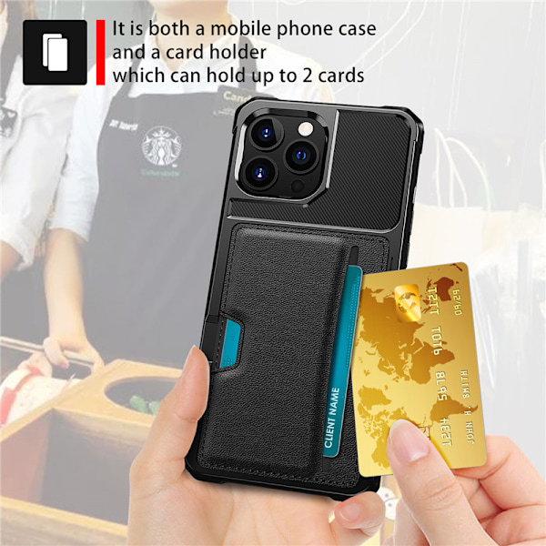 Elegant Sort iPhone 14 Cover med Kortholder iPhone 14