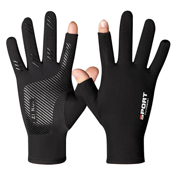 Sport Touch Screen Handskar, Tunn Fleece, Två Fingrar Exponerade M