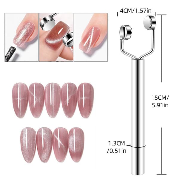 3-i-1 Y-formet Cat Eye-magnet til neglekunst (sølv)