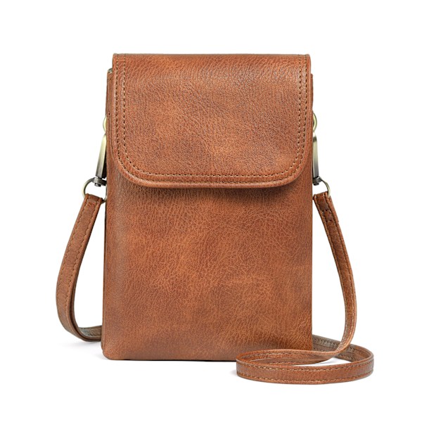 Kvinders Crossbody-telefontaske, PU-læder etui til multikortslot Brun