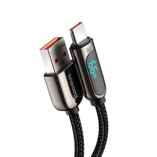 Baseus Displaykabel USB till Type-C, 66W, 1m (svart)