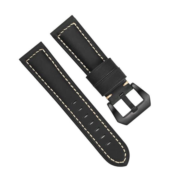 Urrem i ægte læder Black 24 mm Black 24 mm