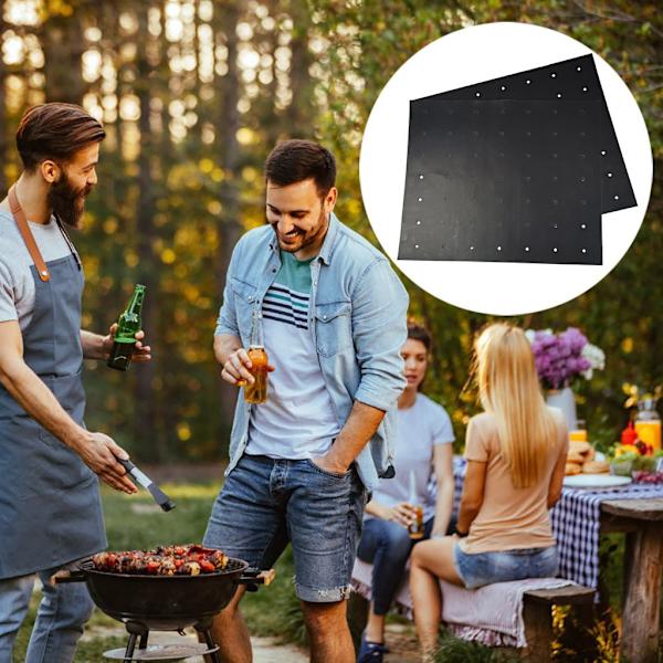 Grillmatta med hål non-stick Svart 5-pack