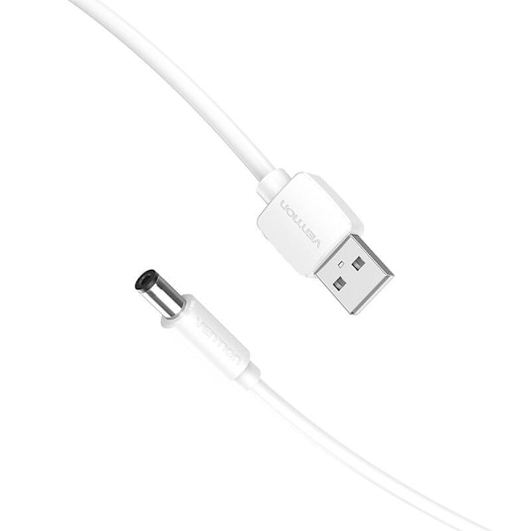 Strömkabel USB 2.0 till DC 5.5 mm Barrel Jack 5V Ventilation CEYWG 1,5m (vit)