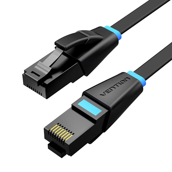 Litteä verkkokaapeli UTP CAT6 Vention IBJBX RJ45 Ethernet 1000Mbps 50m musta