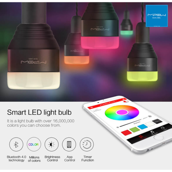MIPOW Playbulb Smart  Vit RGB BT 280lumen 5W E27
