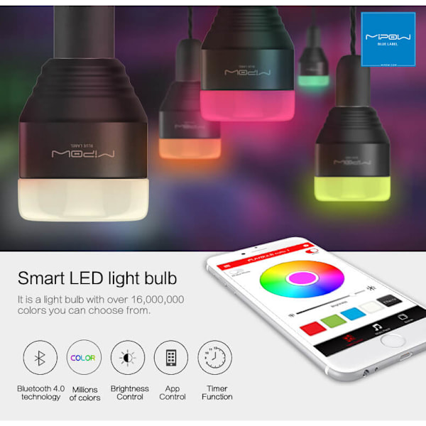 MIPOW Playbulb Smart  Vit RGB BT 280lumen 5W E27