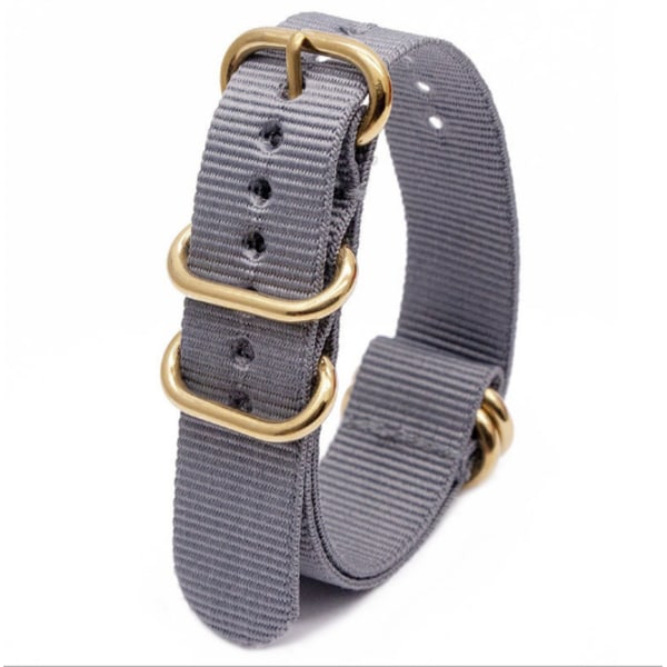 Nylonarmband med ovalt guldspänne Grå