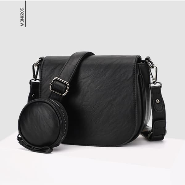 Chic PU Læder Crossbody Taske til Kvinder Black Black