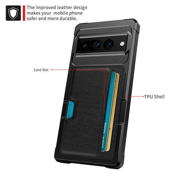 Elegant sort tegnebogsetui til Google Pixel 7A