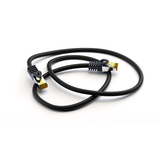RJ45 patchkabel S/FTP (PiMF), 500 MHz, med CAT 7 råkabel, svart, 3 m