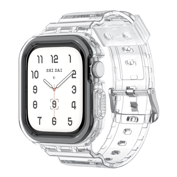 Holdbart TPU-armbånd til Apple Watch 10: Gennemsigtigt med sort stel, 42 mm Sort
