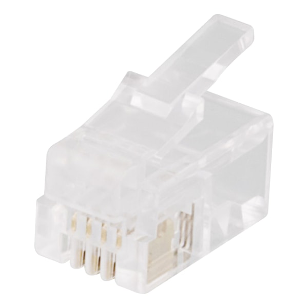 Modular connector RJ9/RJ10/RJ22 4P4C, 20-pack, transparent