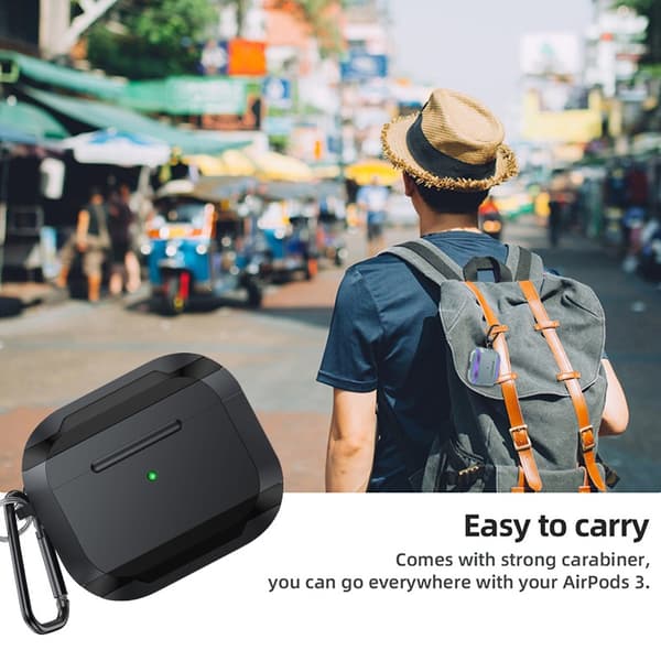 Iskunkestävä PC-suojakotelo Apple AirPods Pro 3:lle koukulla