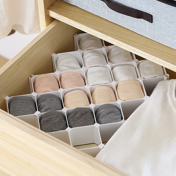 6-delt Honeycomb Undertøj Organizer Transparent Transparent
