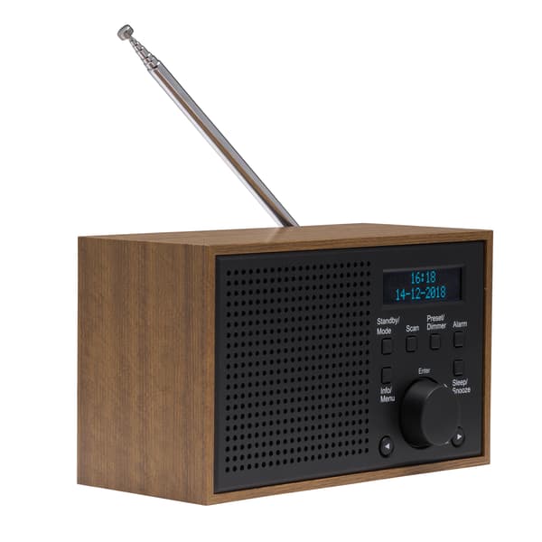 Radio FM DAB+ Klocka Alarm DAB-46DGR Trä/Grafitgrå