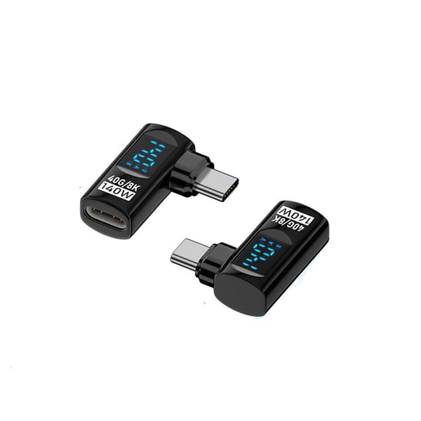 140W USB-C Hun til USB-C Han Digital Adapter - Sort Sidebøjet (2 stk)