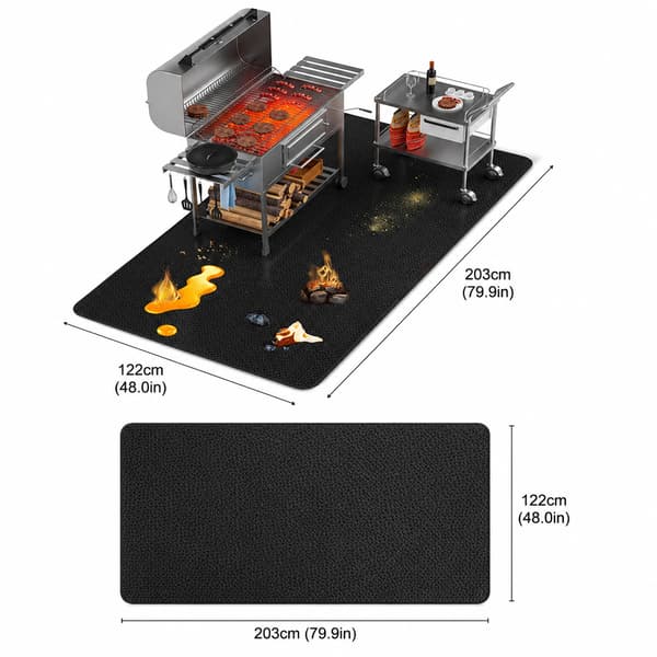 Brandsikker og varmebestandig grillmåtte - ekstra stor 80"x48"