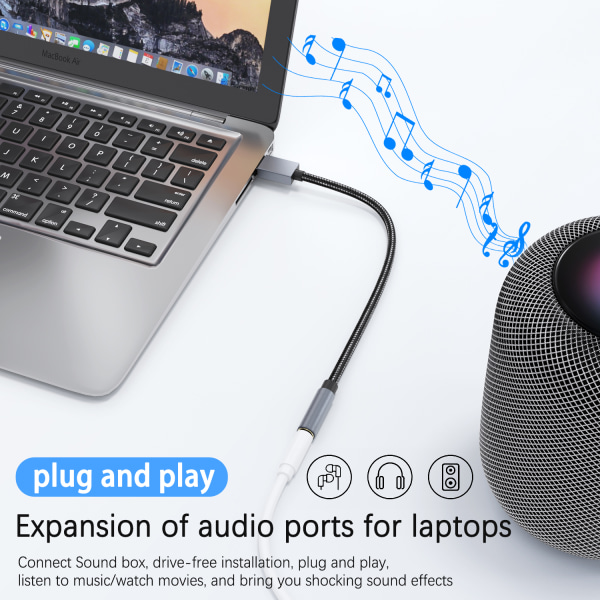INF USB til 3,5 mm (hun) lydadapter Grå