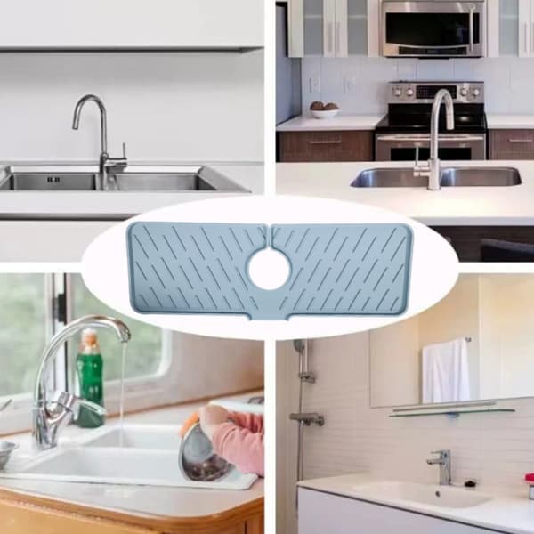 Multifunktionel foldbar vandhane drypmåtte stor silikone vandhane pad DarkGrey DarkGrey