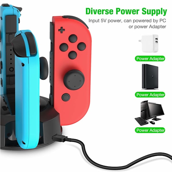 Nintendo Switch Joy-Con ladestation til 4 spilkontroller