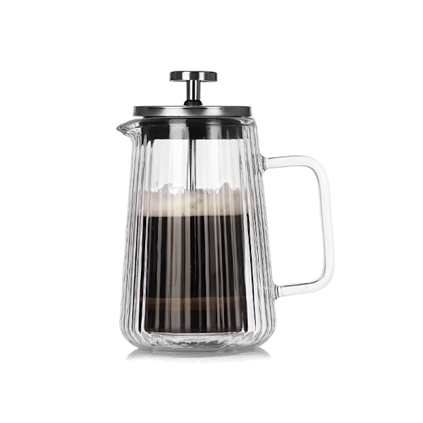 350ML Vertikalrandig Dubbelskikts French Press Kaffebryggare