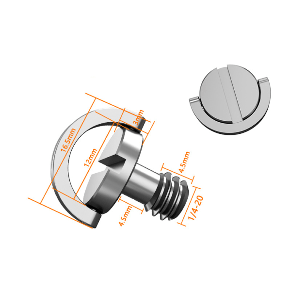 2-pack 1/4-20 handdra åt skruvar för kamerans snabbkopplingsplatta Silver Size 1