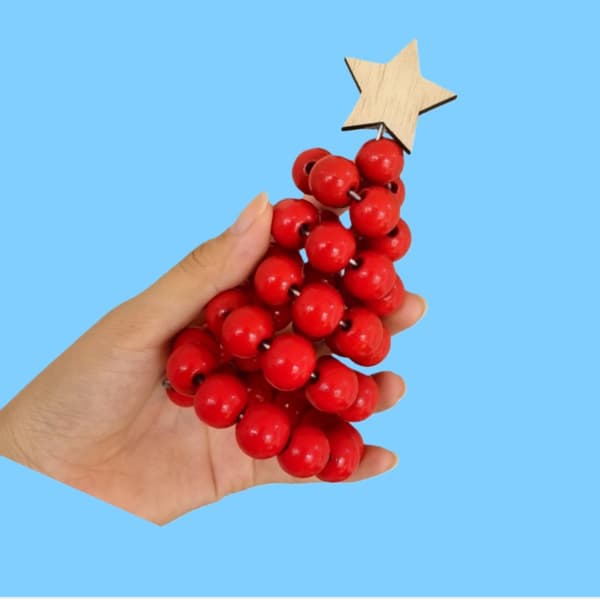 Miniatyr Pärlbroderad Julgransprydnad - Festlig Bordsdekoration Red Red