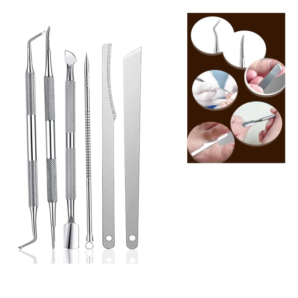 6 i 1 nagelklippningsverktygset tånagelklippare kit manikyrset S Silver
