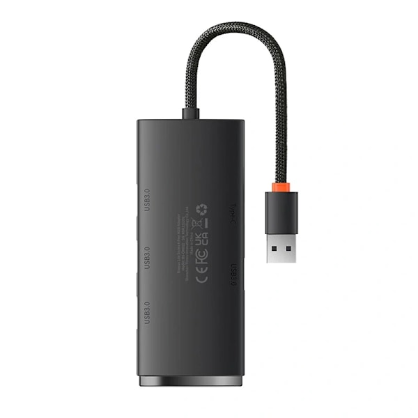 Baseus Lite Series Hub 4in1 USB till 4x USB 3.0, 25cm (svart)