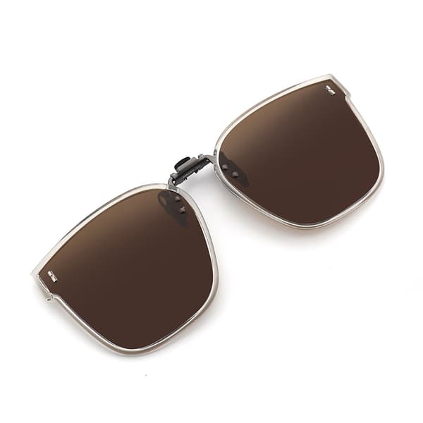 Bruna Clip-on Solglasögon med Fodral