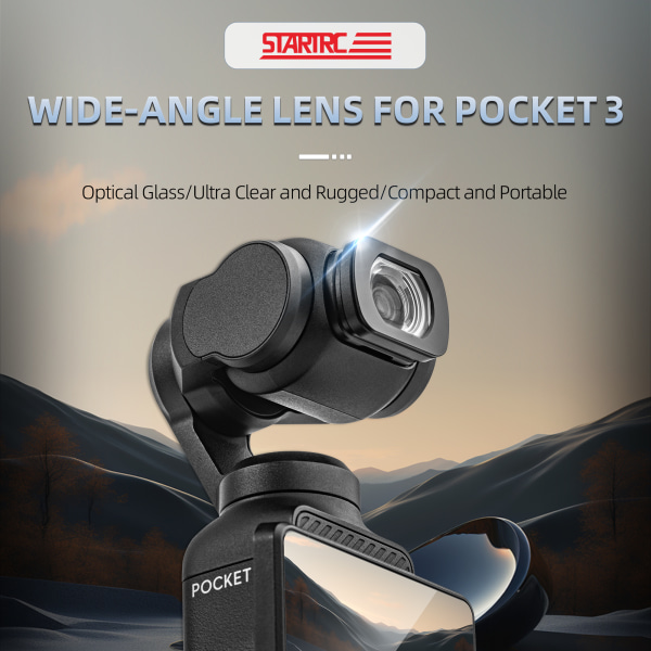 Vidvinkelobjektiv til DJI Osmo Pocket 3-kamera Sort Sort