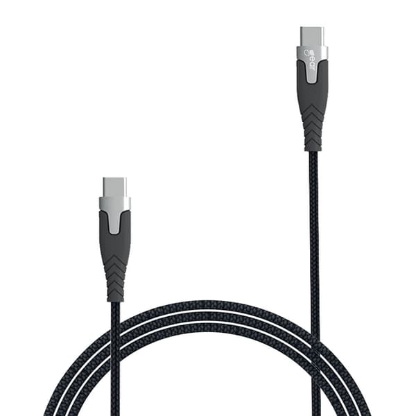Ladekabel PRO USB-C til USB-C 2.0 1.5m Sort Kevlarkabel m/Metalkobling