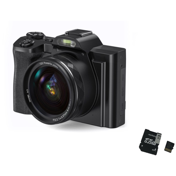 INF Digitalkamera 5K 48MP 16 x zoom 3,5-tums skärm, autofokus, anti-shake Svart