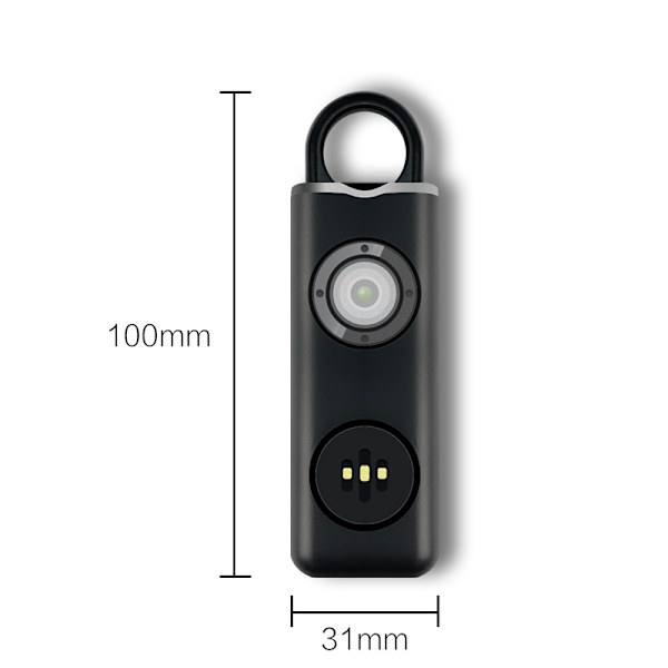 INF Kannettava hyökkäyshälytin / itsepuolustussireeni 130 dB Musta