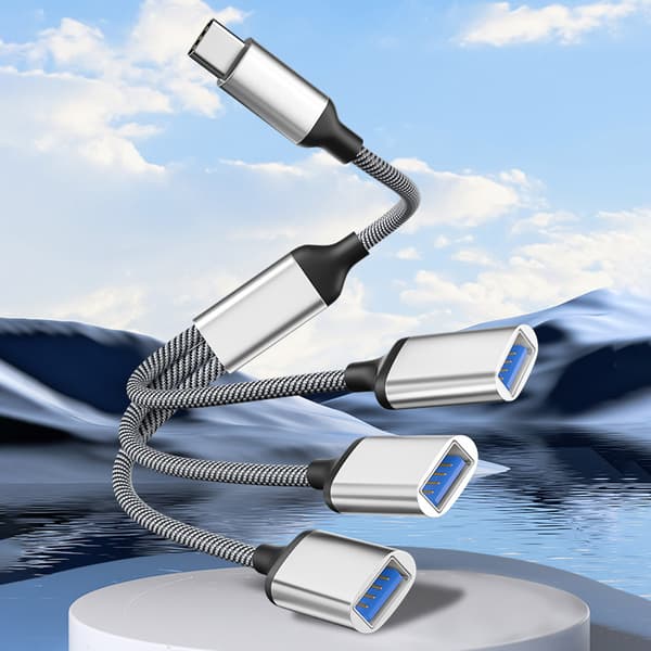 Typ-C till 3-portars USB-hubb splitteradapter Silver Silver