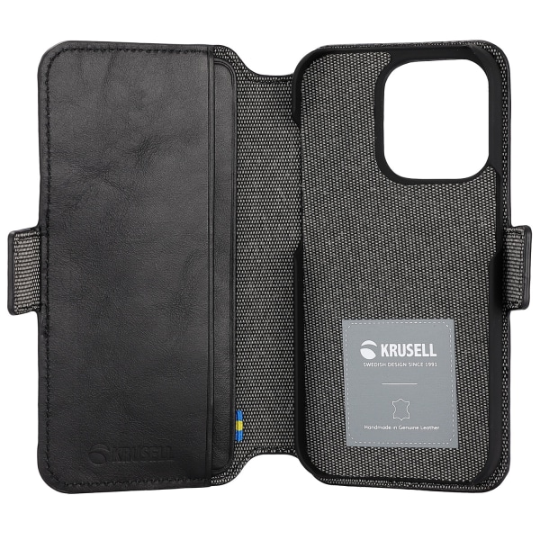 Krusell Leather Phone Wallet iPhone 14 Pro Svart