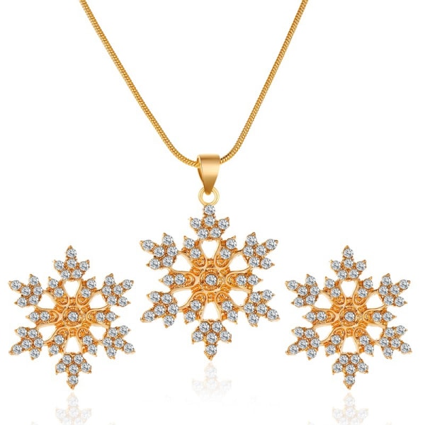 Snowflake Halsband Örhängen Set Guld