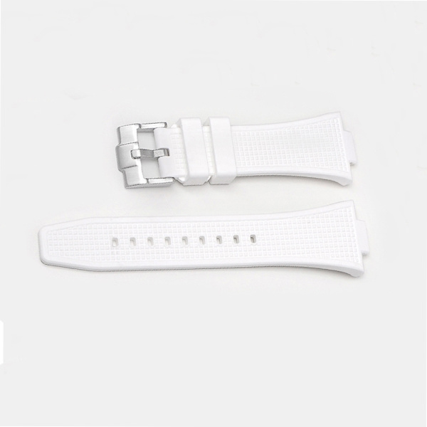 Klockarmband i Silikon för Tissot PRX Series Silverspänne Vit