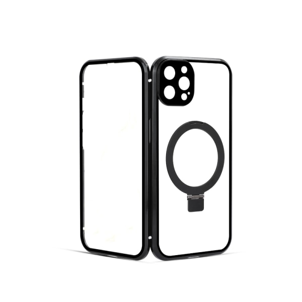 Läpinäkyvä, magneettinen kotelo jalustalla iPhonelle iPhone 15 Plus Musta