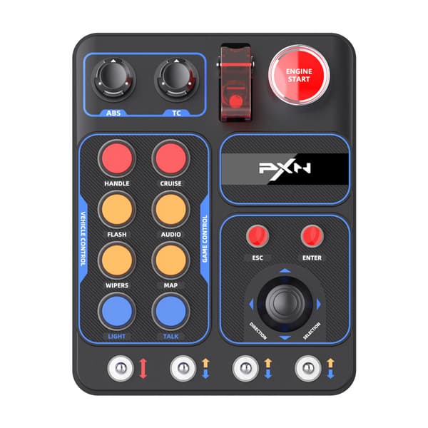 PXN CB1-kontrollpanel för bilsimulering, 30 programmerbara knappar och RGB-bakgrundsbelysning