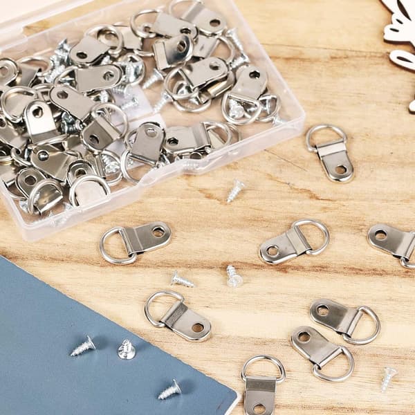 50 Set D-Ring Upphängningskit med Skruvmejsel för Ramar Silver Silver