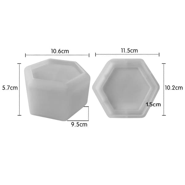 Hexagon silikonförvaringslåda form med lock - J-276