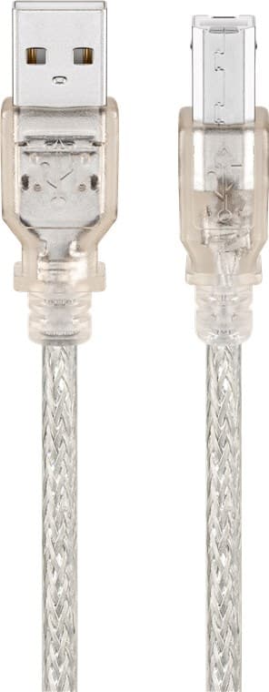 USB-A till USB-B-kabel, 1 m, transparent